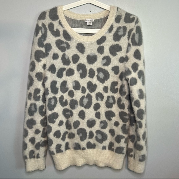 Falls Creek Women's Leopard Print Sweater Size XL 16 18 Off White Gray Flurry - Picture 1 of 10